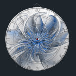 Abstrakt Blue Gray Fraktal Art Blume Dartscheibe<br><div class="desc">Eine einzigartige Fantasy-Blume in Blau- und Grautönen,  abstrakt und elegant. Design für Ihr Dartboard und vieles mehr.</div>