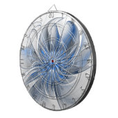 Abstrakt Blue Gray Fraktal Art Blume Dartscheibe (Vorderseite rechts)