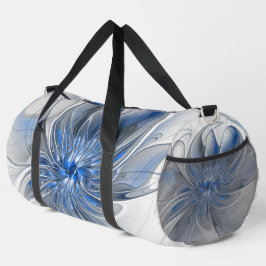 Abstrakt Blue Gray Fraktal Art Blume Duffle Bag