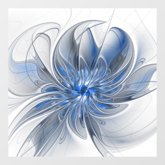 Abstrakt Blue Gray Fraktal Art Blume Fensteraufkleber (Blatt)