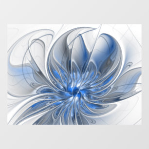 Abstrakt Blue Gray Fraktal Art Blume Fensteraufkleber