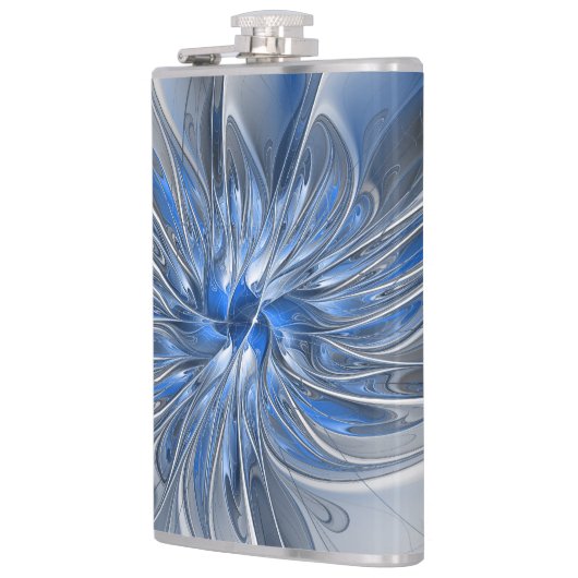 Abstrakt Blue Gray Fraktal Art Blume Flachmann (Links)