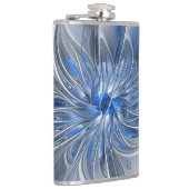 Abstrakt Blue Gray Fraktal Art Blume Flachmann (Rechts)