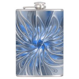 Abstrakt Blue Gray Fraktal Art Blume Flachmann