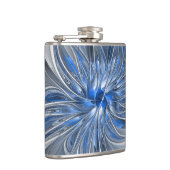 Abstrakt Blue Gray Fraktal Art Blume Flachmann (Rechts)