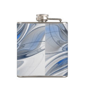 Abstrakt Blue Gray Fraktal Art Blume Flachmann (Rückseite)