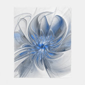 Abstrakt Blue Gray Fraktal Art Blume Fleecedecke (Vorderseite)
