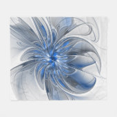 Abstrakt Blue Gray Fraktal Art Blume Fleecedecke (Vorderseite (Horizontal))