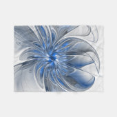 Abstrakt Blue Gray Fraktal Art Blume Fleecedecke (Vorderseite (Horizontal))