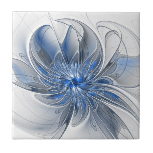 Abstrakt Blue Gray Fraktal Art Blume Fliese