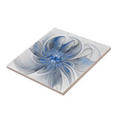 Abstrakt Blue Gray Fraktal Art Blume Fliese (Seite)