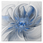 Abstrakt Blue Gray Fraktal Art Blume Fliese<br><div class="desc">Eine einzigartige Fantasy-Blume in Blau- und Grautönen,  abstrakt und elegant. Ungewöhnliches Design für Ihre dekorative Keramik Fliesen und mehr.</div>
