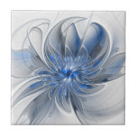 Abstrakt Blue Gray Fraktal Art Blume Fliese<br><div class="desc">Eine einzigartige Fantasy-Blume in Blau- und Grautönen,  abstrakt und elegant. Ungewöhnliches Design für Ihre dekorative Keramik Fliesen und mehr.</div>