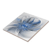 Abstrakt Blue Gray Fraktal Art Blume Fliese (Seite)