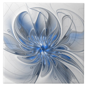 Abstrakt Blue Gray Fraktal Art Blume Fliese