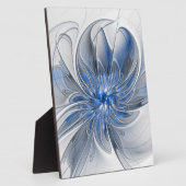 Abstrakt Blue Gray Fraktal Art Blume Fotoplatte (Seite)