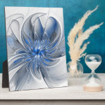 Abstrakt Blue Gray Fraktal Art Blume Fotoplatte<br><div class="desc">Einzigartige Fantasy-Blume in Blau- und Grautönen,  abstrakt und elegant. Design für Ihre Plakette und mehr.</div>