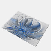 Abstrakt Blue Gray Fraktal Art Blume Fußmatte (Schrägansicht)