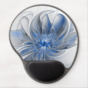 Abstrakt Blue Gray Fraktal Art Blume Gel Mousepad