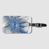 Abstrakt Blue Gray Fraktal Art Blume Gepäckanhänger (Vorderseite (Horizontal))