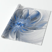 Abstrakt Blue Gray Fraktal Art Blume Geschenkpapier (Ungerollt)