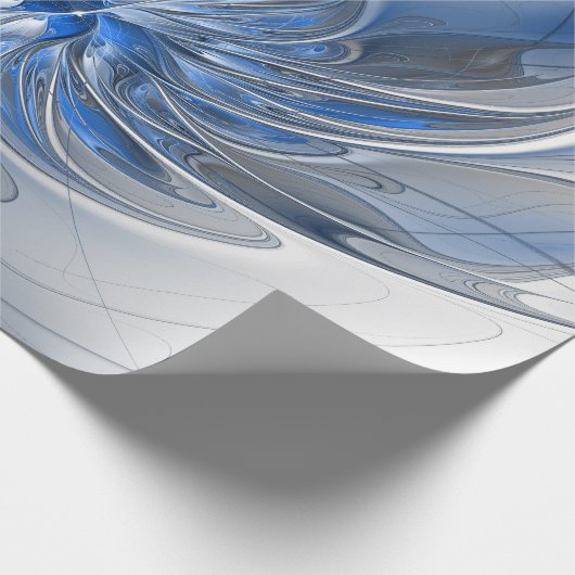 Abstrakt Blue Gray Fraktal Art Blume Geschenkpapier (Ecke)