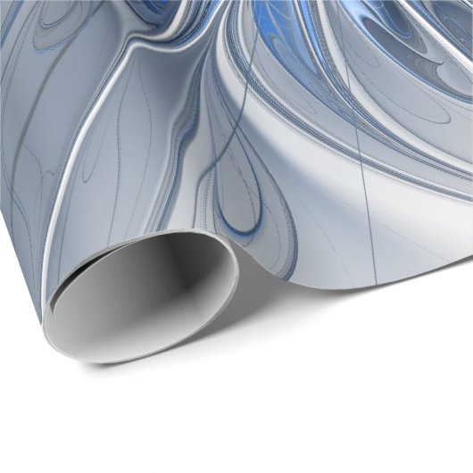 Abstrakt Blue Gray Fraktal Art Blume Geschenkpapier (Rolleneckpunkt)