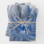 Abstrakt Blue Gray Fraktal Art Blume Geschenkpapier Set (Beispiel)