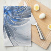 Abstrakt Blue Gray Fraktal Art Blume Geschirrtuch (Viertel Falte)