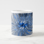Abstrakt Blue Gray Fraktal Art Blume Jumbo-Tasse (Vorderseite)