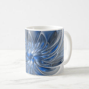 Abstrakt Blue Gray Fraktal Art Blume Kaffeetasse