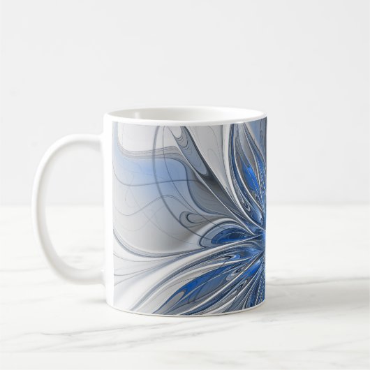 Abstrakt Blue Gray Fraktal Art Blume Kaffeetasse (Links)