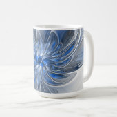 Abstrakt Blue Gray Fraktal Art Blume Kaffeetasse (VorderseiteRechts)