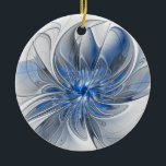 Abstrakt Blue Gray Fraktal Art Blume Keramik Ornament<br><div class="desc">Eine einzigartige Fantasy-Blume in Blau- und Grautönen,  abstrakt und elegant. Ungewöhnliches Design für Ihr dekoratives Blumenmuster rund Keramik Ornament und vieles mehr.</div>