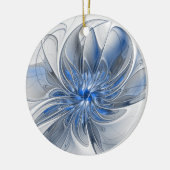 Abstrakt Blue Gray Fraktal Art Blume Keramik Ornament (Links)