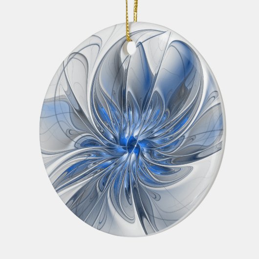 Abstrakt Blue Gray Fraktal Art Blume Keramik Ornament (Links)