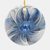 Abstrakt Blue Gray Fraktal Art Blume Keramik Ornament (Hinten)