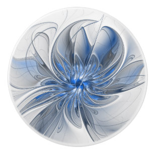 Abstrakt Blue Gray Fraktal Art Blume Keramikknauf