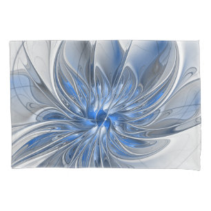 Abstrakt Blue Gray Fraktal Art Blume Kissenbezug
