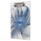 Abstrakt Blue Gray Fraktal Art Blume Klemmbrett (Links)