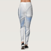Abstrakt Blue Gray Fraktal Art Blume Leggings (Rückseite)