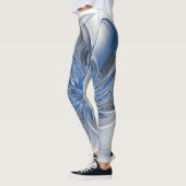 Abstrakt Blue Gray Fraktal Art Blume Leggings (Links)