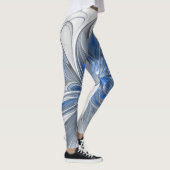 Abstrakt Blue Gray Fraktal Art Blume Leggings (Rechts)