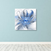 Abstrakt Blue Gray Fraktal Art Blume Leinwanddruck (Insitu (Holzboden))