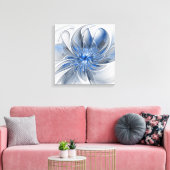 Abstrakt Blue Gray Fraktal Art Blume Leinwanddruck (Insitu (Wohnzimmer))
