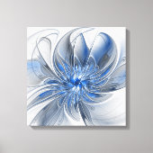 Abstrakt Blue Gray Fraktal Art Blume Leinwanddruck (Vorderseite)
