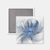 Abstrakt Blue Gray Fraktal Art Blume Magnet (Vorderseite/Rückseite)
