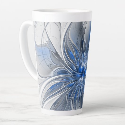 Abstrakt Blue Gray Fraktal Art Blume Milchtasse (Linke Ecke)