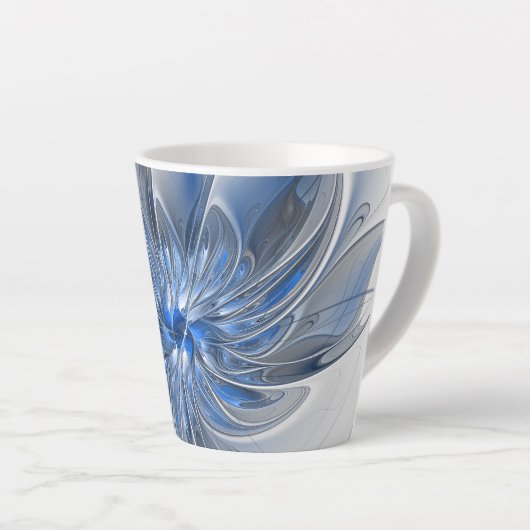 Abstrakt Blue Gray Fraktal Art Blume Milchtasse (Rechte Ecke)