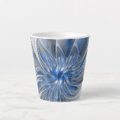 Abstrakt Blue Gray Fraktal Art Blume Milchtasse (Vorderseite)